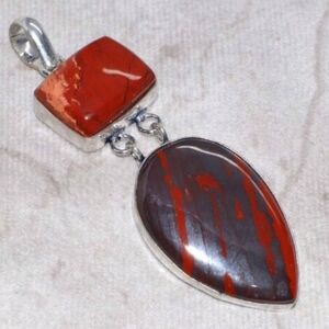Red Banded Jasper Gemstone 925 Sterling Silver Handmade Pendant Necklace